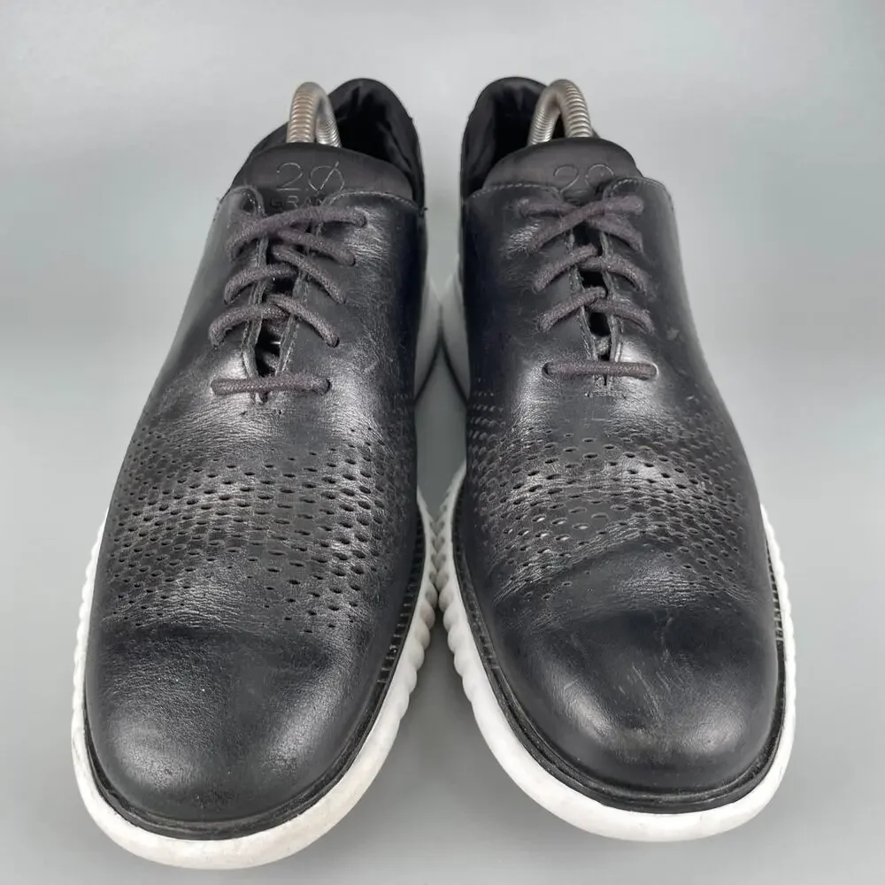 Cole Haan Zerogrand Laser Men's 9 Black Leather Wingtip Oxford Casual Dress Shoe
